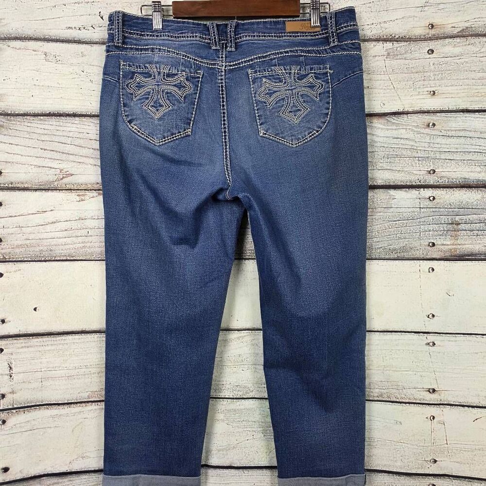 Royalty For Me Embroidered Cuffed Capri Jeans 14 - Picture 9 of 10